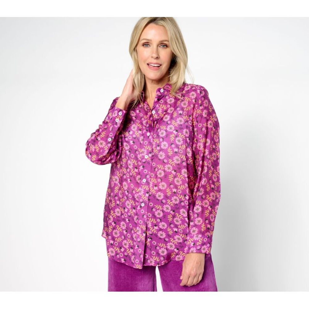 by Stacy London Women's Top Sz XL Printed Lightw Cotton Multi-colored